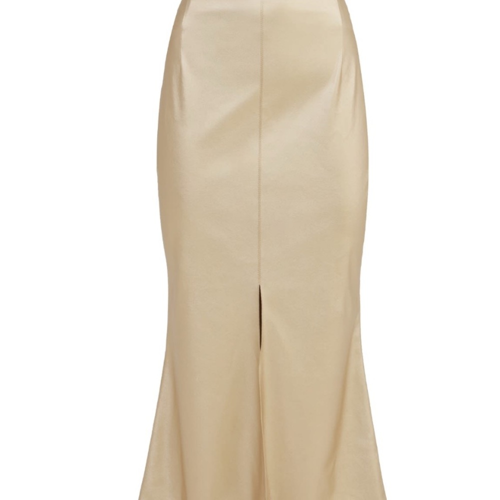 Mermaid Faux Leather Midi Skirt With Slit